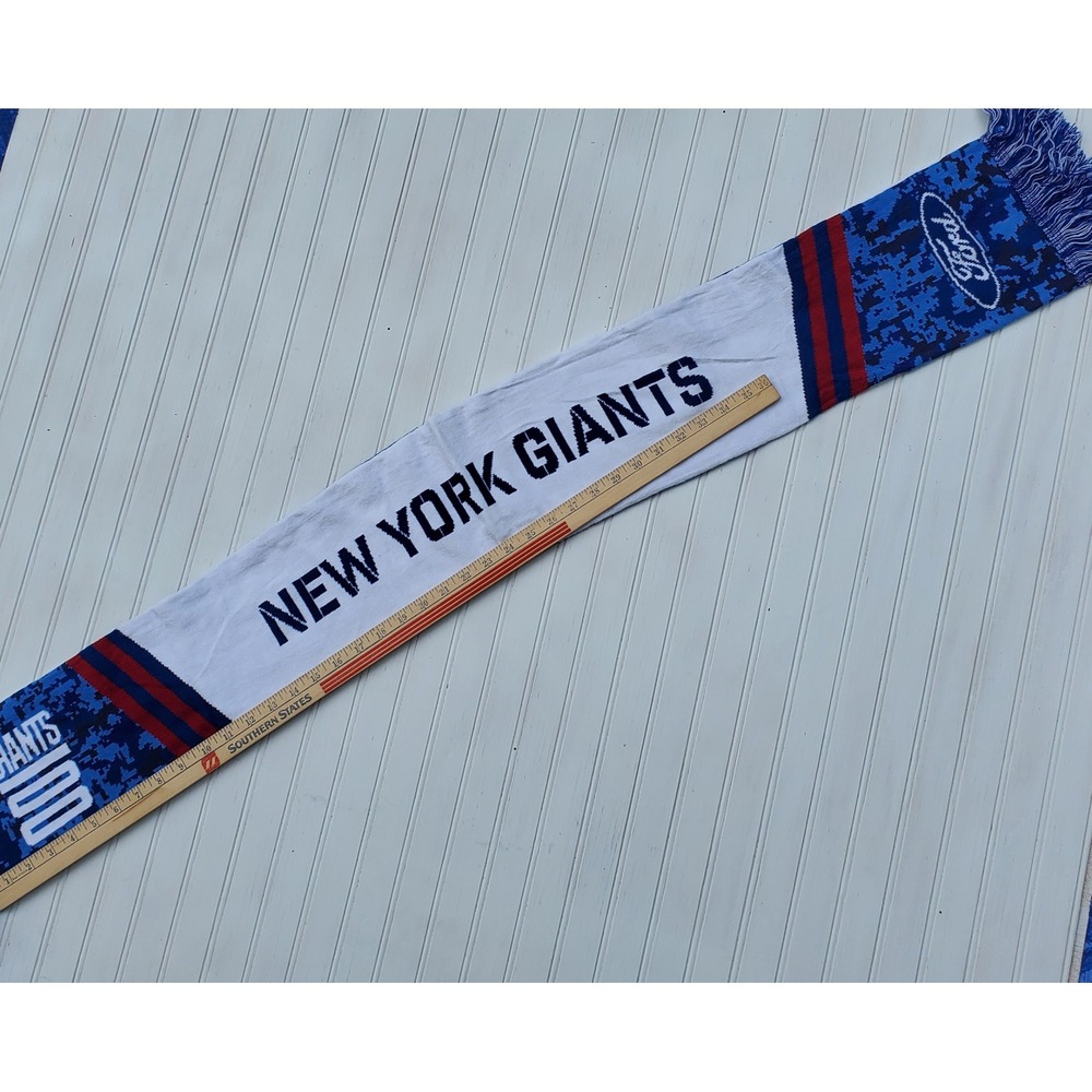 New York Giants NFL Reversible Knit Scarf Blue White Digital Camo Ford 4 Foot